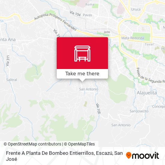 Mapa de Frente A Planta De Bombeo Entierrillos, Escazú