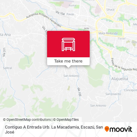 Mapa de Contiguo A Entrada Urb. La Macadamia, Escazú