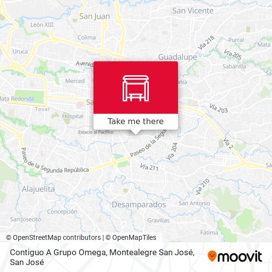 Contiguo A Grupo Omega, Montealegre San José map