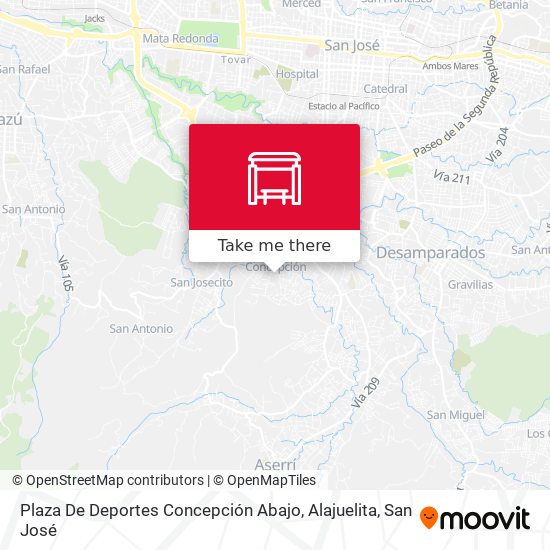 Plaza De Deportes Concepción Abajo, Alajuelita map