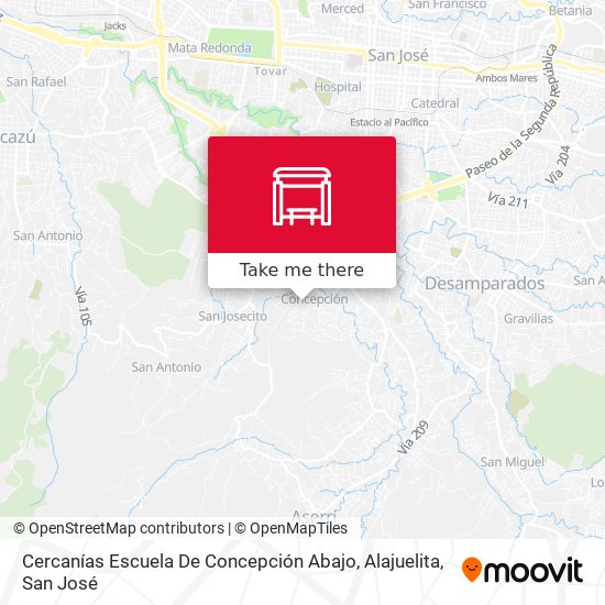 Mapa de Cercanías Escuela De Concepción Abajo, Alajuelita
