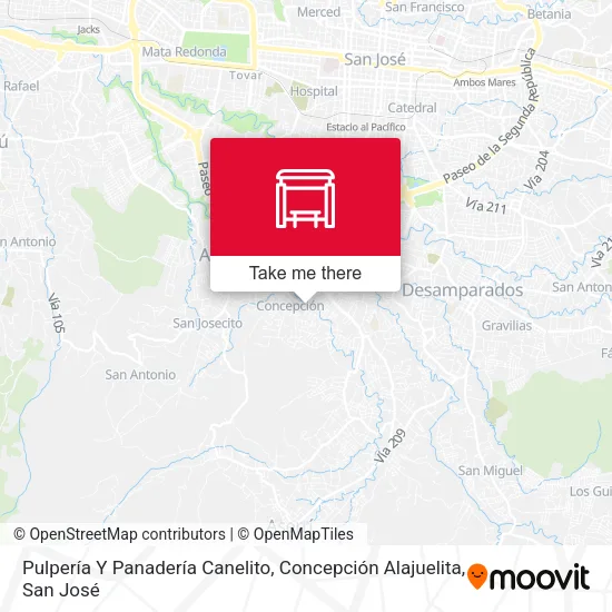 Mapa de Pulpería Y Panadería Canelito, Concepción Alajuelita