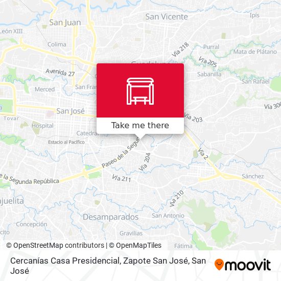 Cercanías Casa Presidencial, Zapote San José map