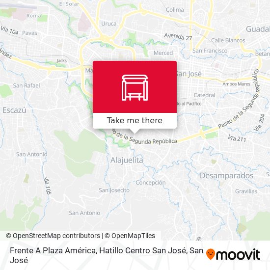 Frente A Plaza América, Hatillo Centro San José map