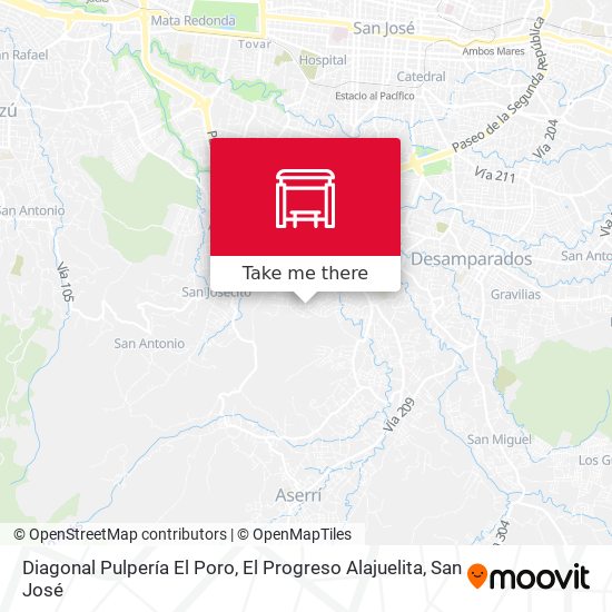 Mapa de Diagonal Pulpería El Poro, El Progreso Alajuelita