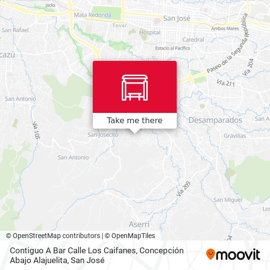 Contiguo A Bar Calle Los Caifanes, Concepción Abajo Alajuelita map