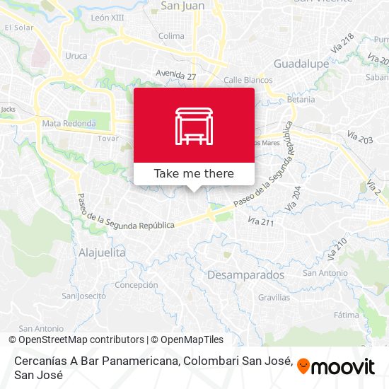 Cercanías A Bar Panamericana, Colombari San José map