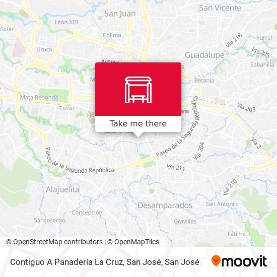 Mapa de Contiguo A Panadería La Cruz, San José
