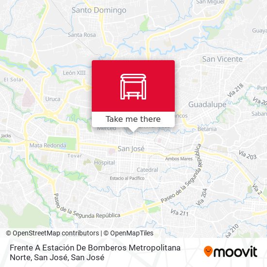 Frente A Estación De Bomberos Metropolitana Norte, San José map