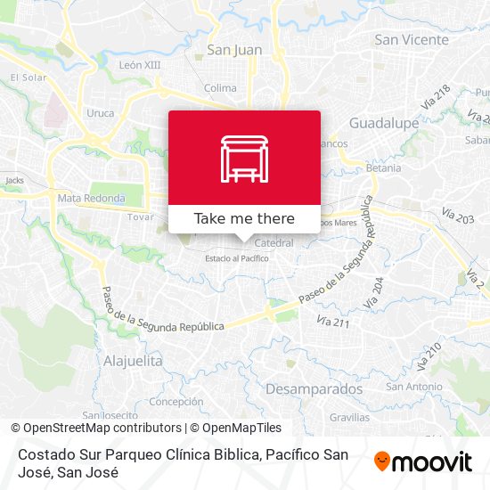 Mapa de Costado Sur Parqueo Clínica Biblica, Pacífico San José