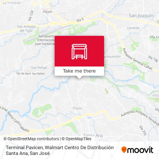 Mapa de Terminal Pavicen, Walmart Centro De Distribución Santa Ana
