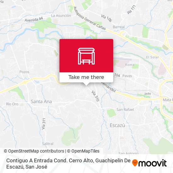 Contiguo A Entrada Cond. Cerro Alto, Guachipelín De Escazú map