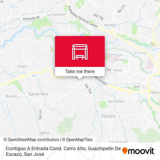 Contiguo A Entrada Cond. Cerro Alto, Guachipelín De Escazú map