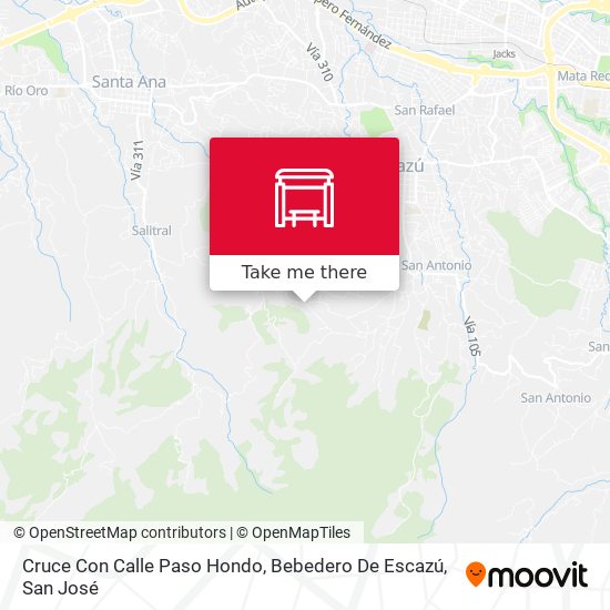 Mapa de Cruce Con Calle Paso Hondo, Bebedero De Escazú