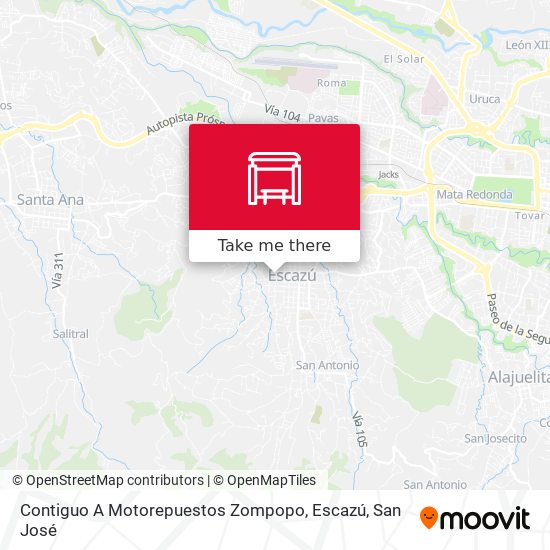 Contiguo A Motorepuestos Zompopo, Escazú map