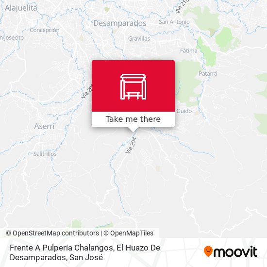 Frente A Pulpería Chalangos, El Huazo De Desamparados map