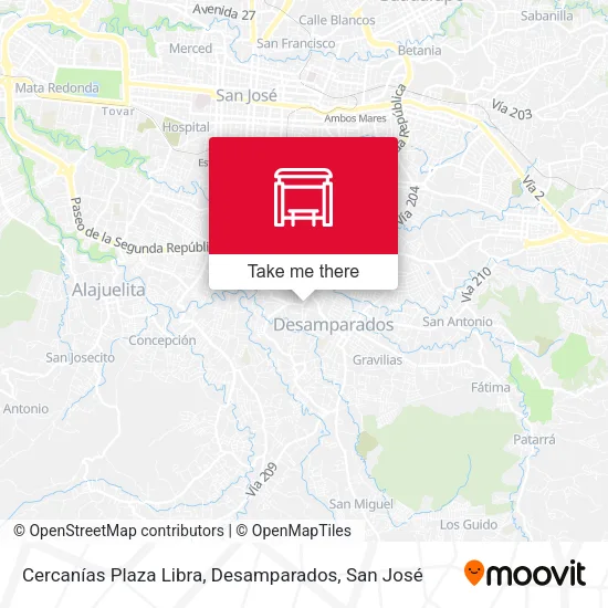Mapa de Cercanías Plaza Libra, Desamparados
