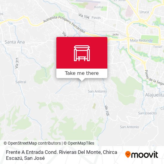 Frente A Entrada Cond. Rivieras Del Monte, Chirca Escazú map