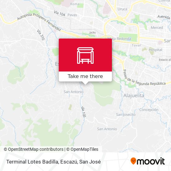 Mapa de Terminal Lotes Badilla, Escazú