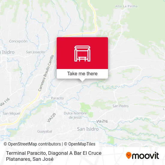 Terminal Paracito, Diagonal A Bar El Cruce Platanares map