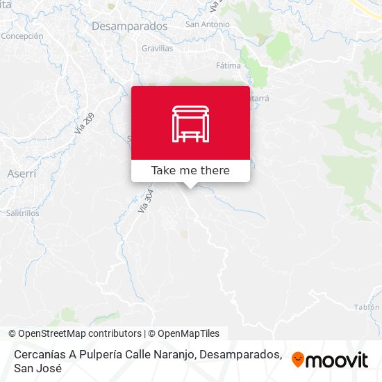 Mapa de Cercanías A Pulpería Calle Naranjo, Desamparados