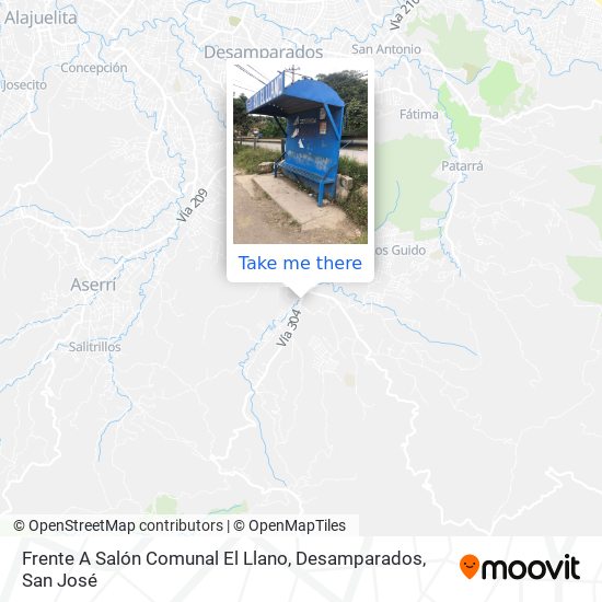 Frente A Salón Comunal El Llano, Desamparados map