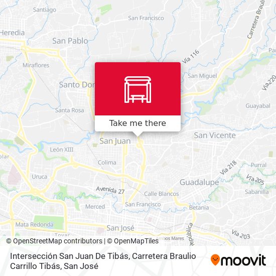 Mapa de Intersección San Juan De Tibás, Carretera Braulio Carrillo Tibás