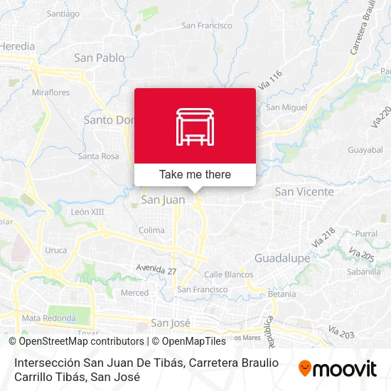 Intersección San Juan De Tibás, Carretera Braulio Carrillo Tibás map