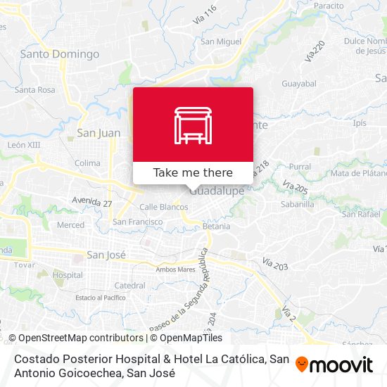 Mapa de Costado Posterior Hospital & Hotel La Católica, San Antonio Goicoechea