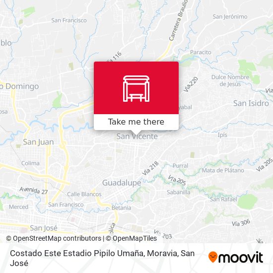 Costado Este Estadio Pipilo Umaña, Moravia map