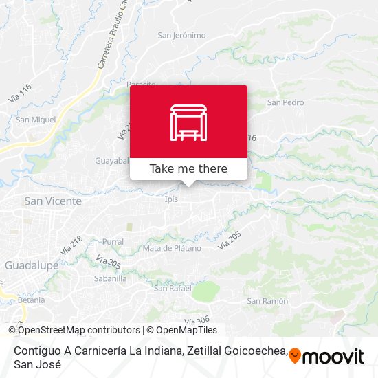 Mapa de Contiguo A Carnicería La Indiana, Zetillal Goicoechea