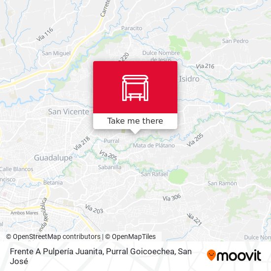 Mapa de Frente A Pulpería Juanita, Purral Goicoechea