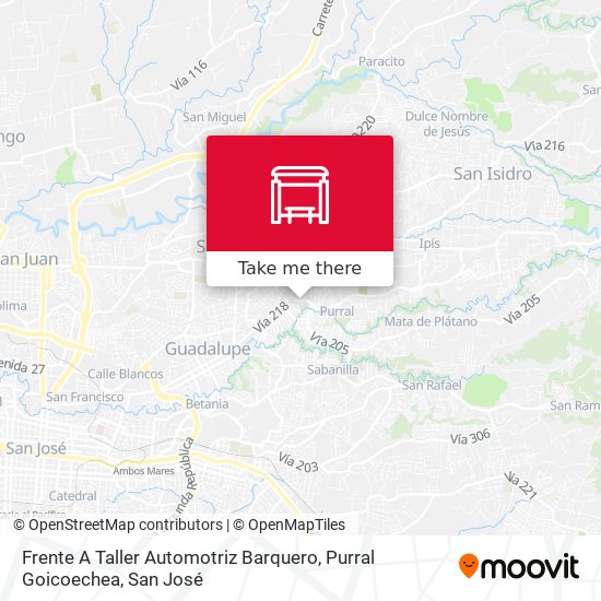 Mapa de Frente A Taller Automotriz Barquero, Purral Goicoechea