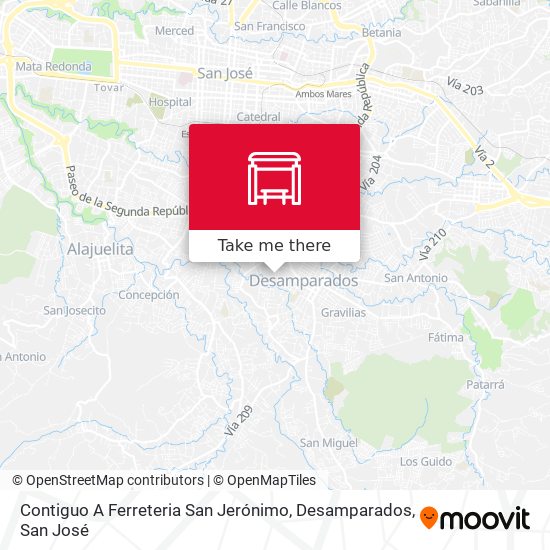 Mapa de Contiguo A Ferreteria San Jerónimo, Desamparados