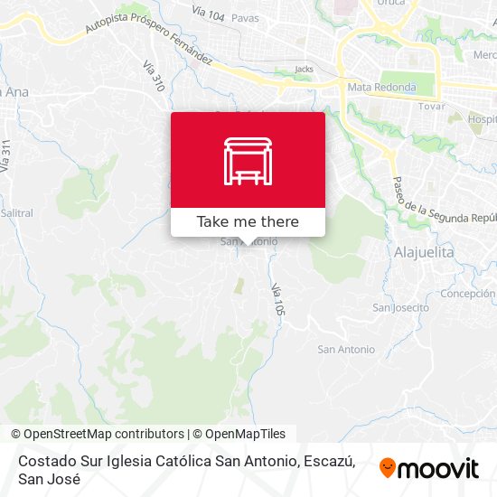 Costado Sur Iglesia Católica San Antonio, Escazú map