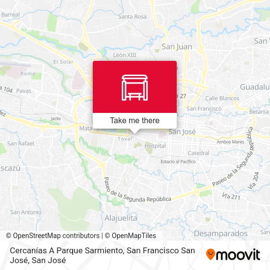 Mapa de Cercanías A Parque Sarmiento, San Francisco San José