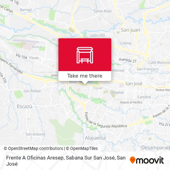 Frente A Oficinas Aresep, Sabana Sur San José map