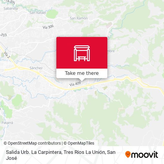 Salida Urb. La Carpintera, Tres Ríos La Unión map