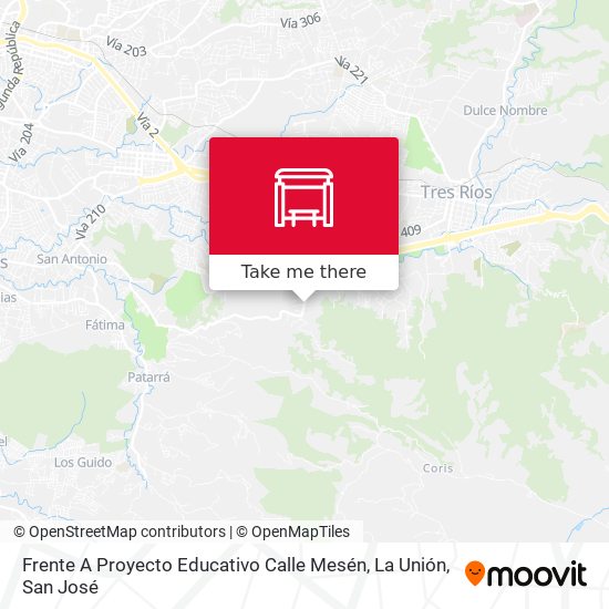 Mapa de Frente A Proyecto Educativo Calle Mesén, La Unión