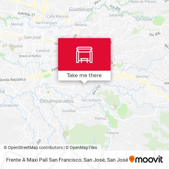 Frente A Maxi Palí San Francisco, San José map