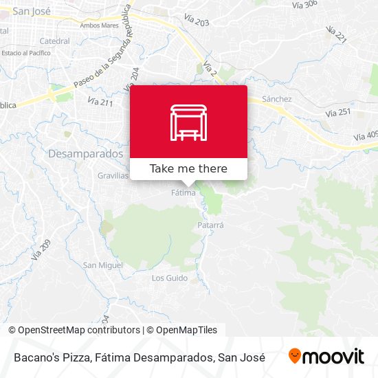 Mapa de Bacano's Pizza, Fátima Desamparados