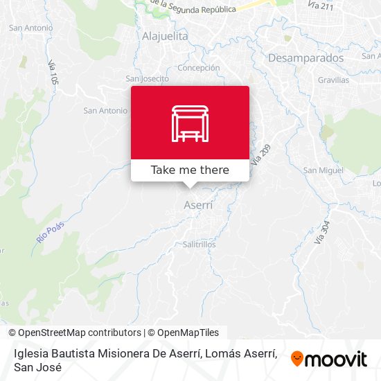 Mapa de Iglesia Bautista Misionera De Aserrí, Lomás Aserrí