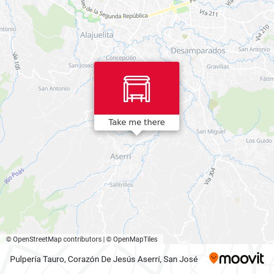 Pulpería Tauro, Corazón De Jesús Aserrí map