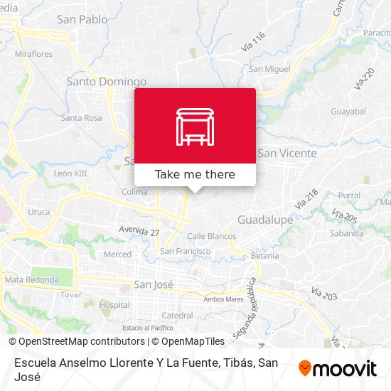 Escuela Anselmo Llorente Y La Fuente, Tibás map