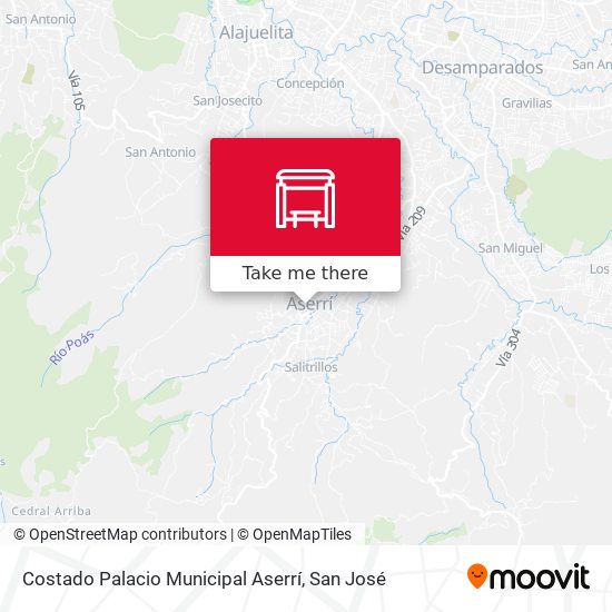 Costado Palacio Municipal Aserrí map