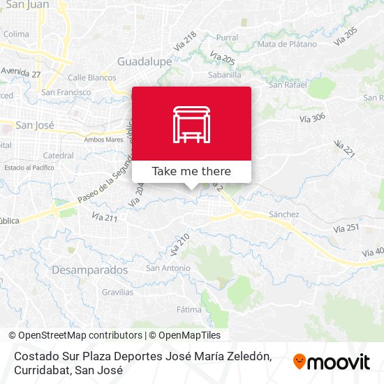 Costado Sur Plaza Deportes José María Zeledón, Curridabat map