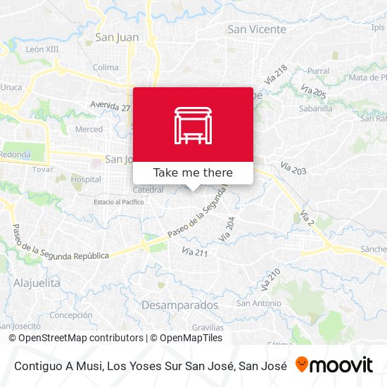Contiguo A Musi, Los Yoses Sur San José map