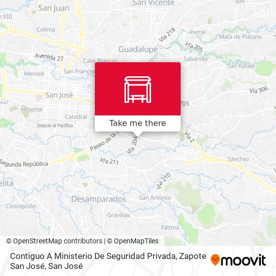 Contiguo A Ministerio De Seguridad Privada, Zapote San José map