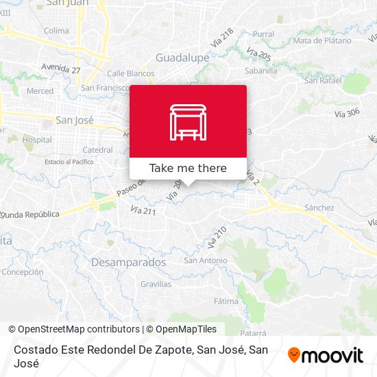 Mapa de Costado Este Redondel De Zapote, San José