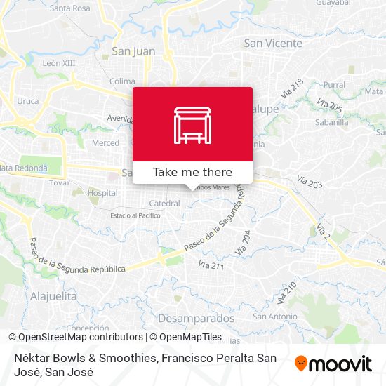 Mapa de Néktar Bowls & Smoothies, Francisco Peralta San José